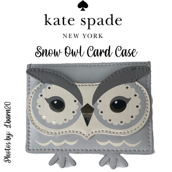 Kate Spade Snow Owl Credit Card Leather Case Gray - Picture 1 of 8